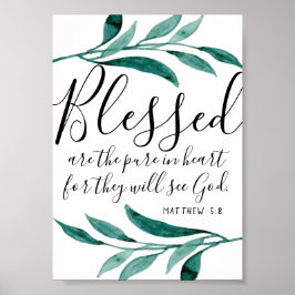 Välsignerade är den rena skriften i hjärtskript poster