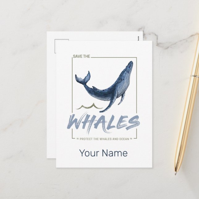 Valskydd Valar och havsbottenvalsvalar Helg Vykort (Fram/Back In Situ)