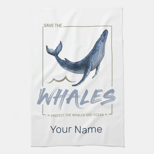 Valskydd Valar och havsbottenvalsvalar Kökshandduk (Vertikal)