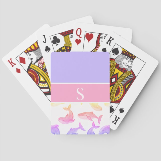 Valsmonogram Ocean Sea Life Nautical Casinokort (Baksidan)