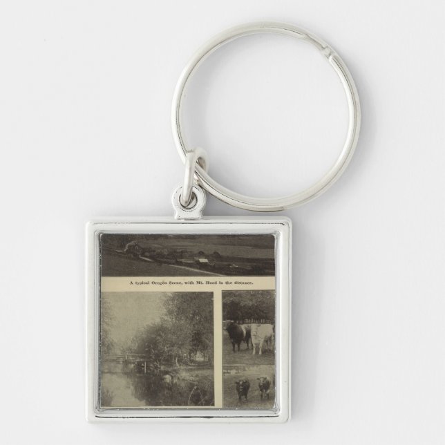 Välstånd, gott i Oregon Fyrkantig Silverfärgad Nyckelring (Framsidan)