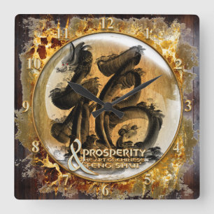 VÄLSTÅNDANSLUTNINGEN: Konst av kinesisk Fengshui Fyrkantig Klocka