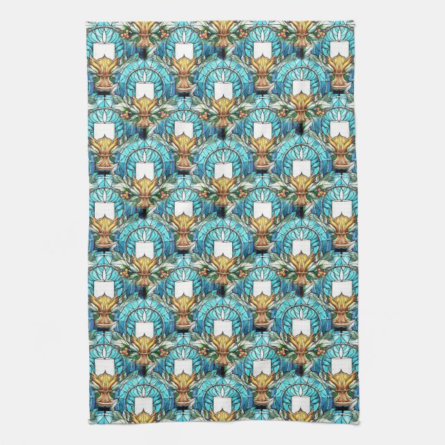 Vålt fastfärgat glas (glasslam) och ljus (Mönster) Kökshandduk (Vertikal)