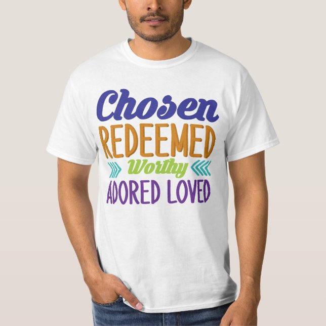 Valt Förlöst Värdig Adorat Kärlek T Shirt (Framsida)