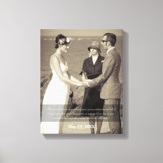 Vältning av foto Bröllop från Händer-citatet Canvastryck (Framsida)