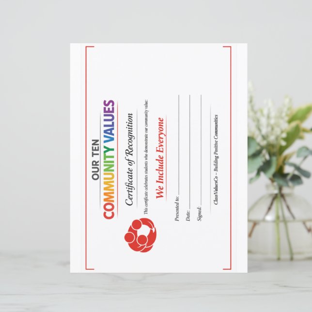 Value Inclusion Certificate Letterhead Paper Sheet (Stående Fram)