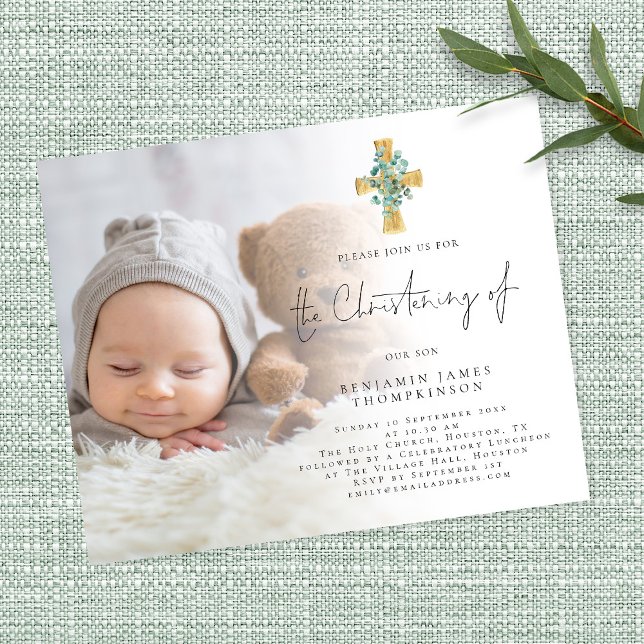 Value Photo Eucalyptus Kor Christening Inbjudan Flygblad (Skapare uppladdad)