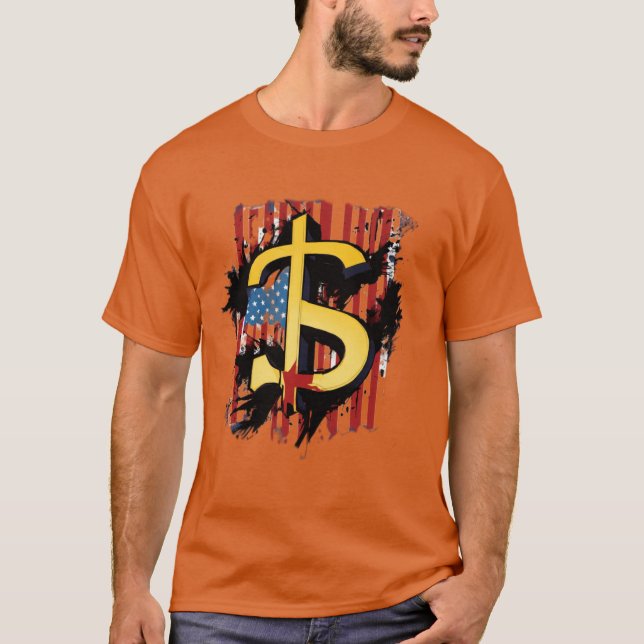 Valutalegans: T-shirt i dollarformat" (Framsida)