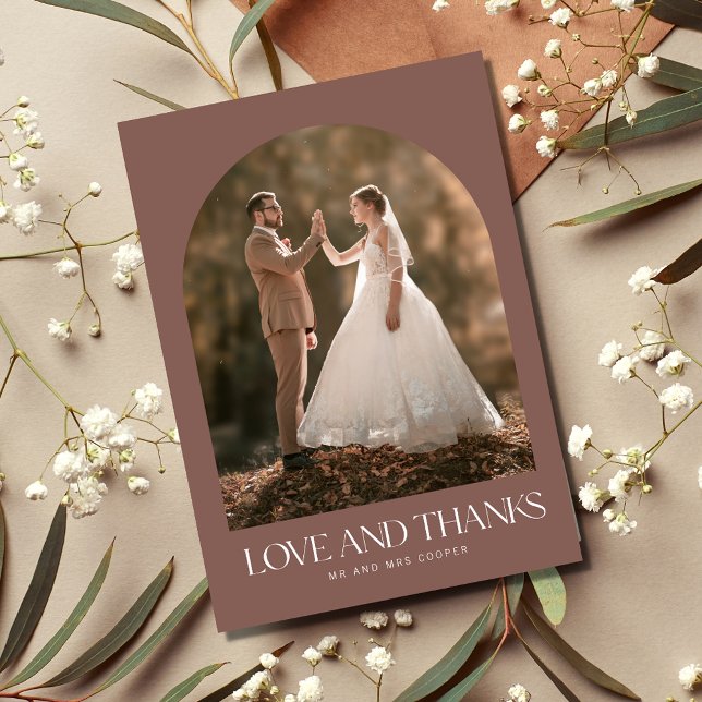 Valv Foto Boho Bröllop Tack Kort (Arch Photo Boho Wedding Thank You Card)