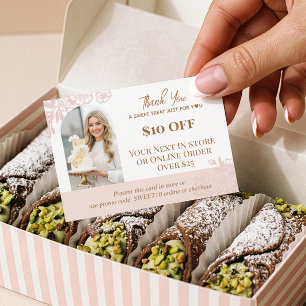 Valv Fotografi Blommig Cupcake Tack För Beställnin Rabattkort