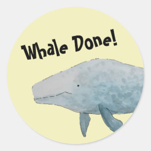 Valval klar Pun Blue Whale Runt Klistermärke