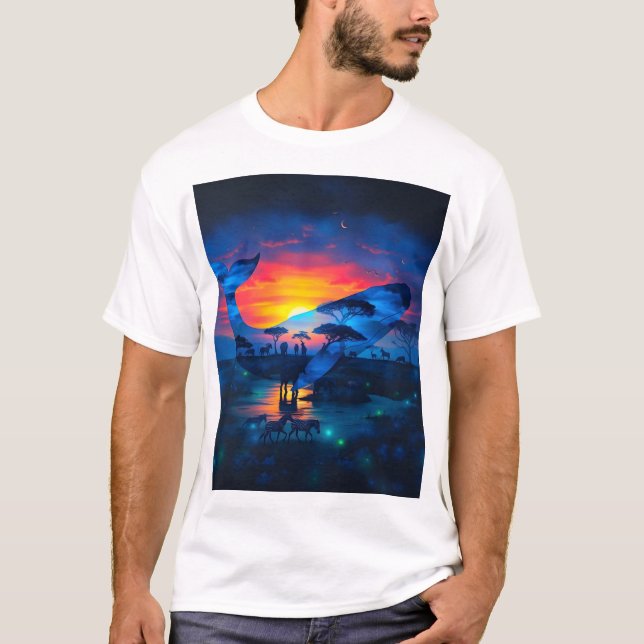 Valval och afrikansk vildmark Sunset & Bridge the  T Shirt (Framsida)
