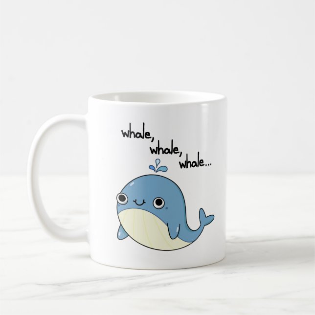 Valval, valval, Cute Sea Animal Pun Kaffemugg (Vänster)