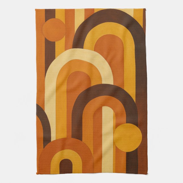 Valvbågar och solfläckar Retro MCM Geometrisk Desi Kökshandduk (Vertikal)