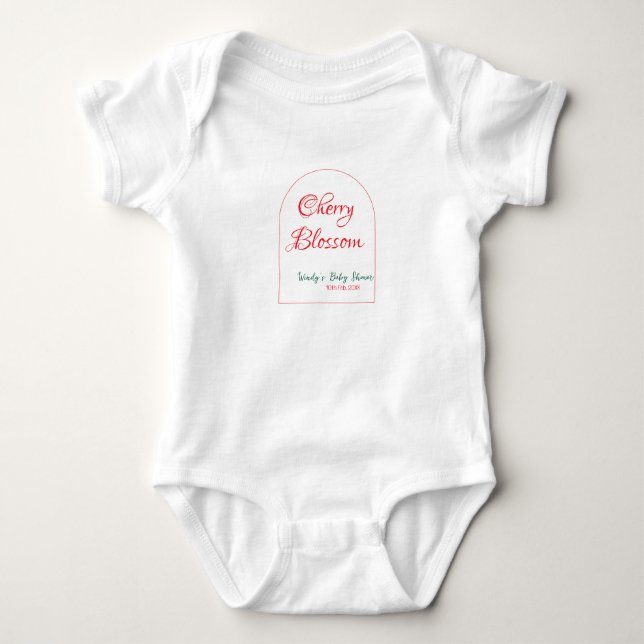 Valvbåge körsbärsblom röd grön baby shower mö t shirt (Framsida)