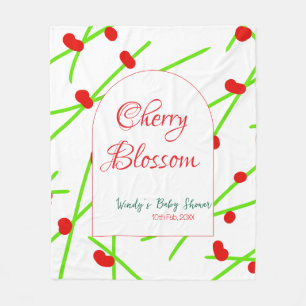 Valvbåge körsbärsblom rosa grön baby shower na fleecefilt