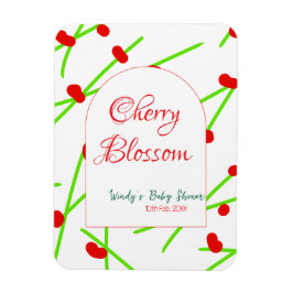Valvbåge körsbärsblom rosa grön baby shower na magnet