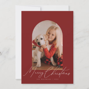 Valvbild & handskriven Merry Christmas-text Julkort
