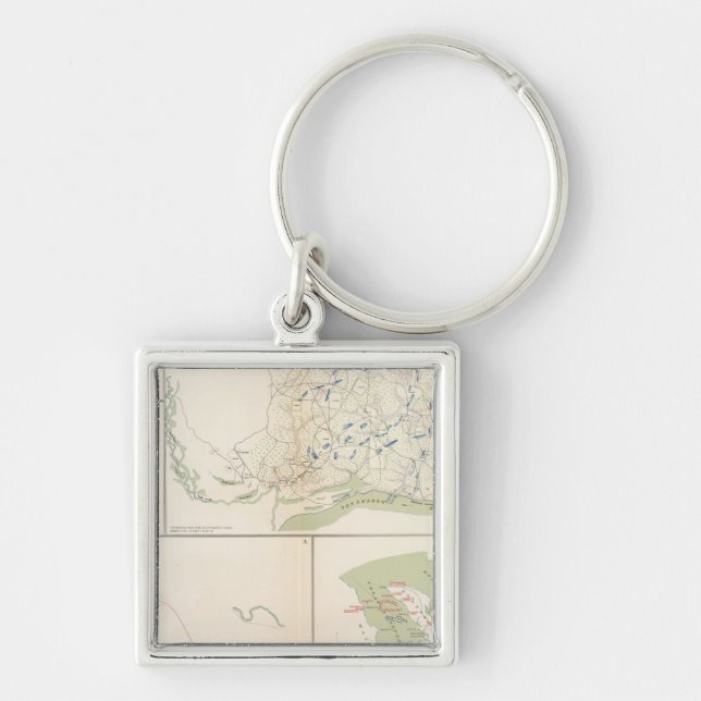 Valverde, Shiloh, Ft Craig, Roanoke Island Fyrkantig Silverfärgad Nyckelring (Framsidan)