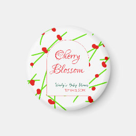 Valvform körsbärsblom rosa grön baby shower na magnet
