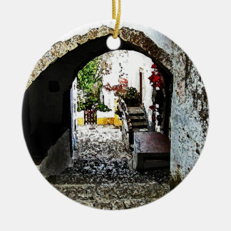 Valvgång i Obidos Portugal Julgransprydnad Keramik