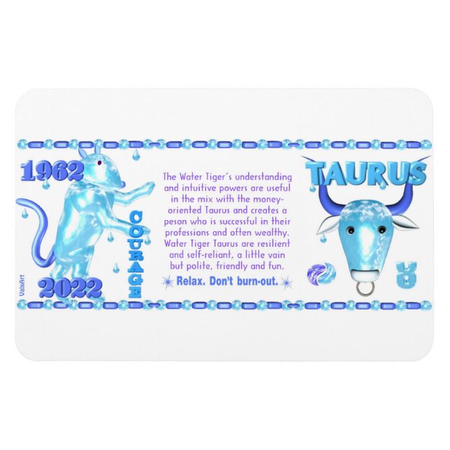 Valxart 1962 2022 WaterTiger zodiac Tautus Magnet (Horisontell)