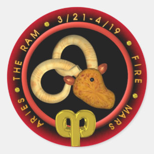 Valxart Aries zodiac logotyp Runt Klistermärke