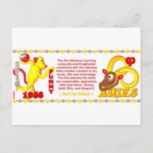 ValxArt zodiac Fire monkey Aries, född 1956 2016 Vykort