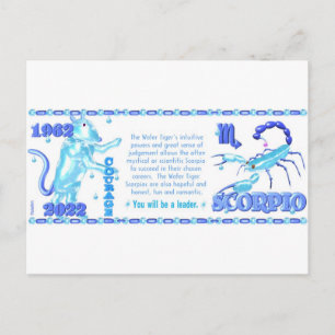 ValxArt Zodiac vatten tiger, född Scorpio 1962 202 Vykort