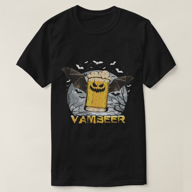 Vamöl Fladdermus Funny Beer Vampire Happy hallowee T Shirt (Design framsida)
