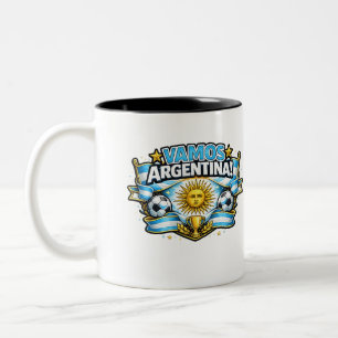 Vamos Argentina Patriotisk Fotbollsdesign Argent Två-Tonad Mugg