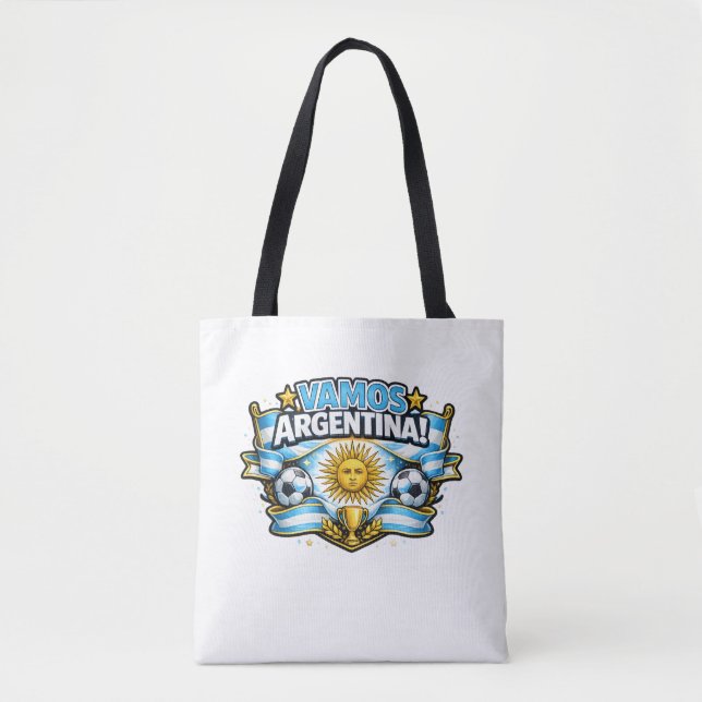 Vamos Argentina Patriotisk Fotbollsdesign | Argent Tygkasse (Framsida)