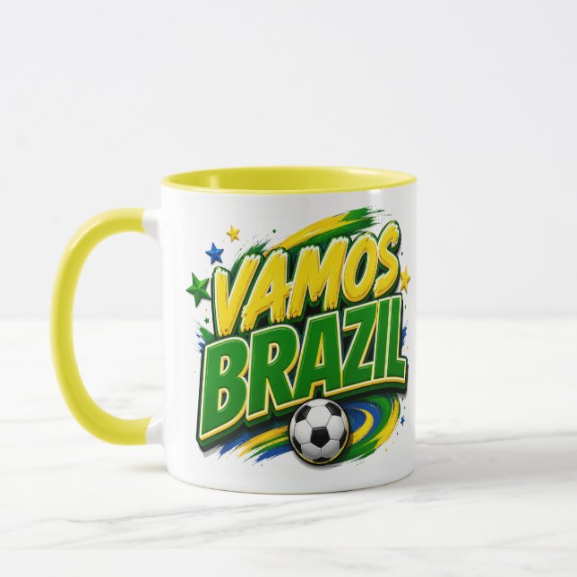 VAMOS BRAZIL 2026 Fotbollsfanmugg | Brasiliansk Mugg (Vänster)