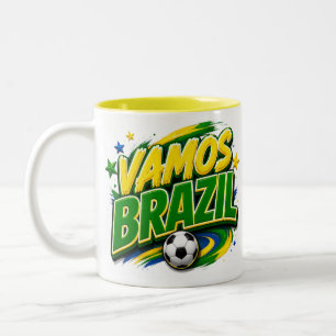 VAMOS BRAZIL Fotbollsfanmugg Brasiliansk Två-Tonad Mugg