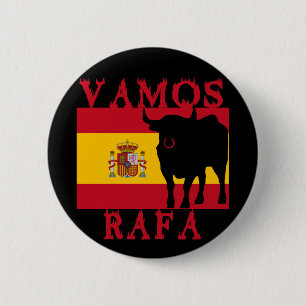 Vamos Rafa med flagga av Spanien Knapp