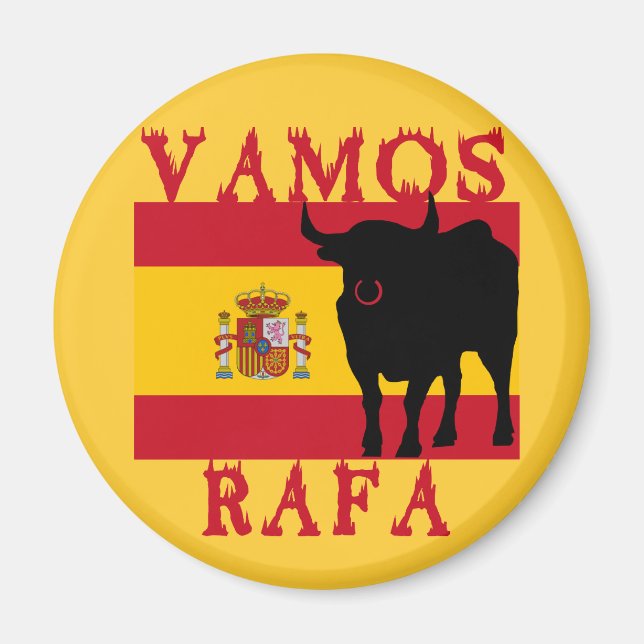 Vamos Rafa med Flagga Spanien Magnet (Framsidan)