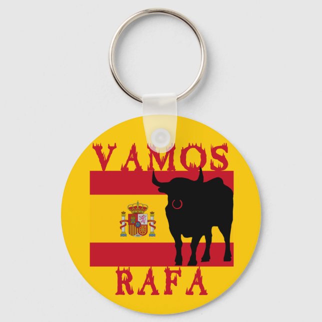 Vamos Rafa med Flagga Spanien Nyckelring (Framsida)