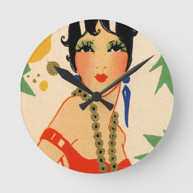 Vampig art déco, 20-talklaff rund klocka (Framsida)