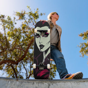Vampig Girl Retro Skateboard - Bold Film-Noir Stil