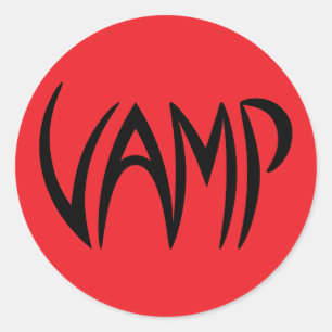 Vampig text (röd/svart) version runt klistermärke