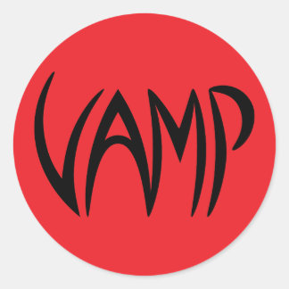 Vampig text (röd/svart) version runt klistermärke