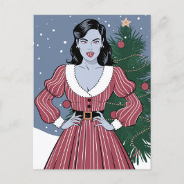 Vampirdamen Blå Skinn Jul Vykort