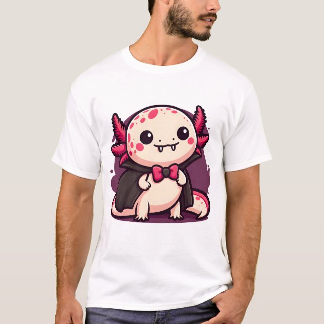 Vampire Axolotl Cute Creepy Gothic Amphibian T Shirt (Framsida)