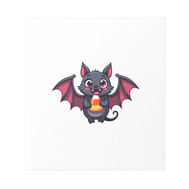 Vampire Bat with Candy � Cute Halloween T-Shirt Anteckningsblock (Framsida)