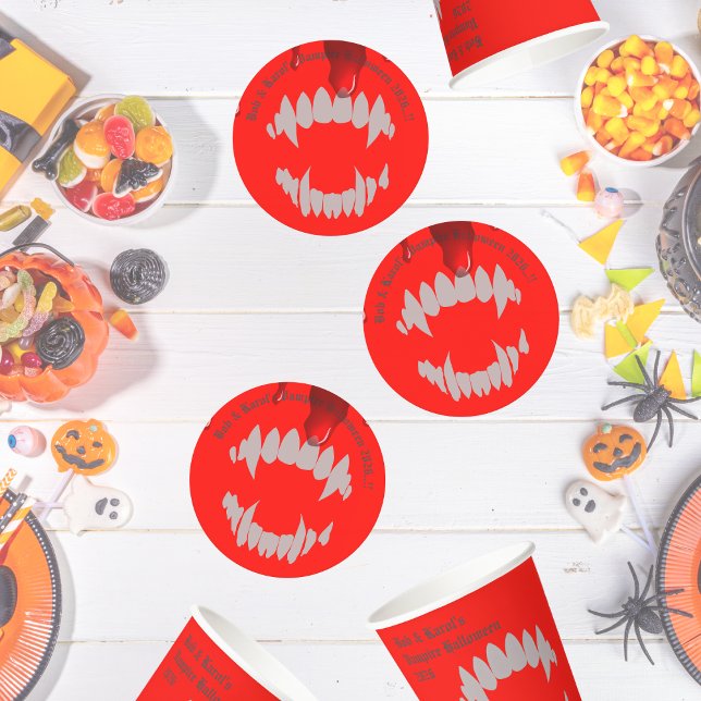 Vampire Bita Halloween fest Underlägg Papper Rund (Vampire Bite Halloween Party Round Paper Coaster)
