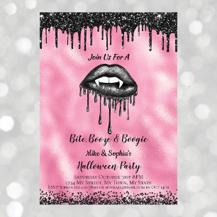 Vampire Black Glitter Läppar Vuxen Halloween Rosa Inbjudningar