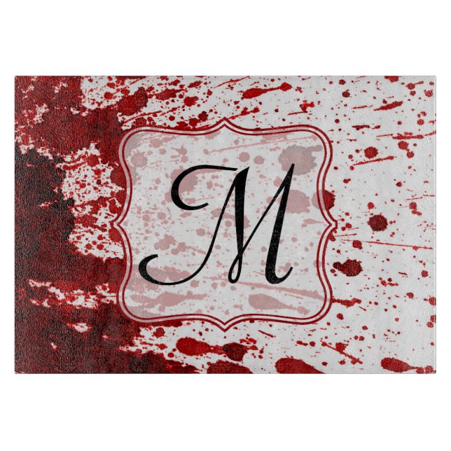 Vampire Blood Drippin Monogram Glass Caking Board (Framsidan)