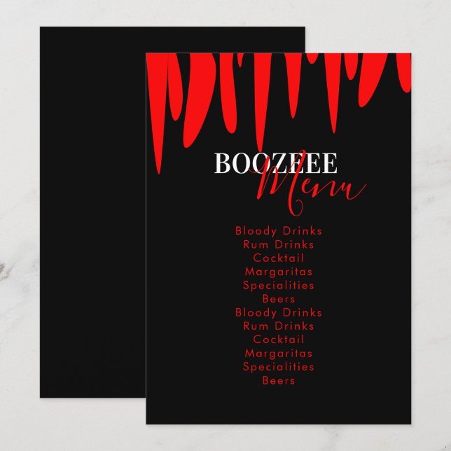 Vampire Blood Halloween fest Drink Menu Julkort (Fram/baksida)