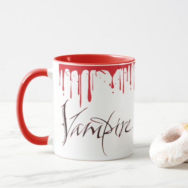Vampire Blood Morgonkaffe Halloween Lettering Mugg (Med munk)