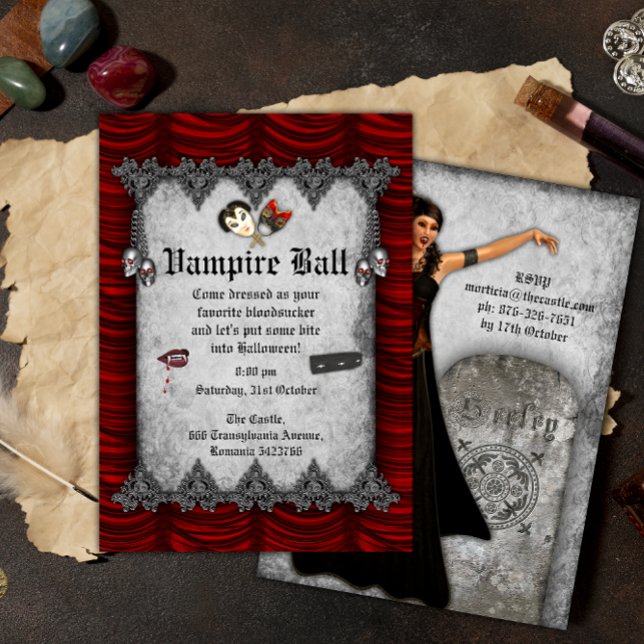 Vampire Boll Halloween fest Inbjudningar (Skapare uppladdad)